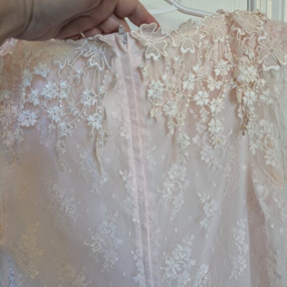 🌸 1980s Blush Pink Lace Skirt Set — Fairycore Elegance / Vintage Formality | M - Picture 3 of 12